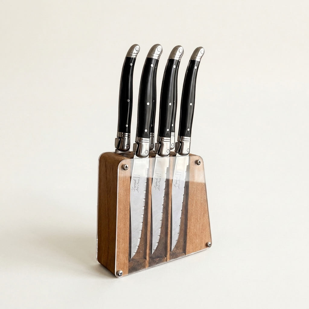Laguiole 6 Piece Steak Knife Set, in Acrylic Block