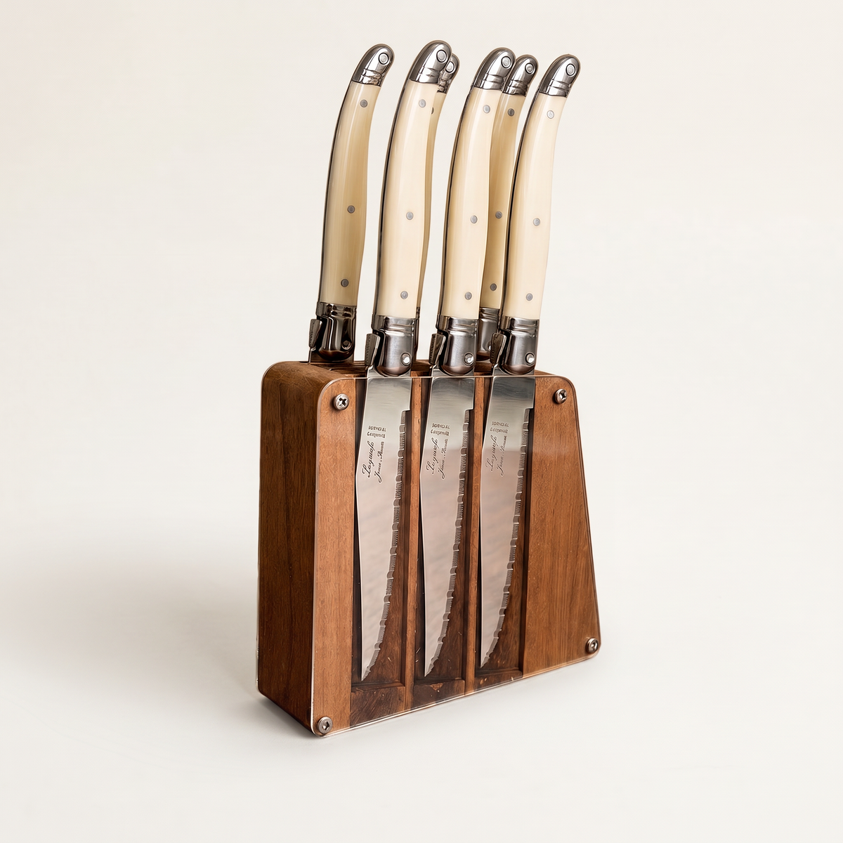 Laguiole 6 Piece Steak Knife Set, in Acrylic Block