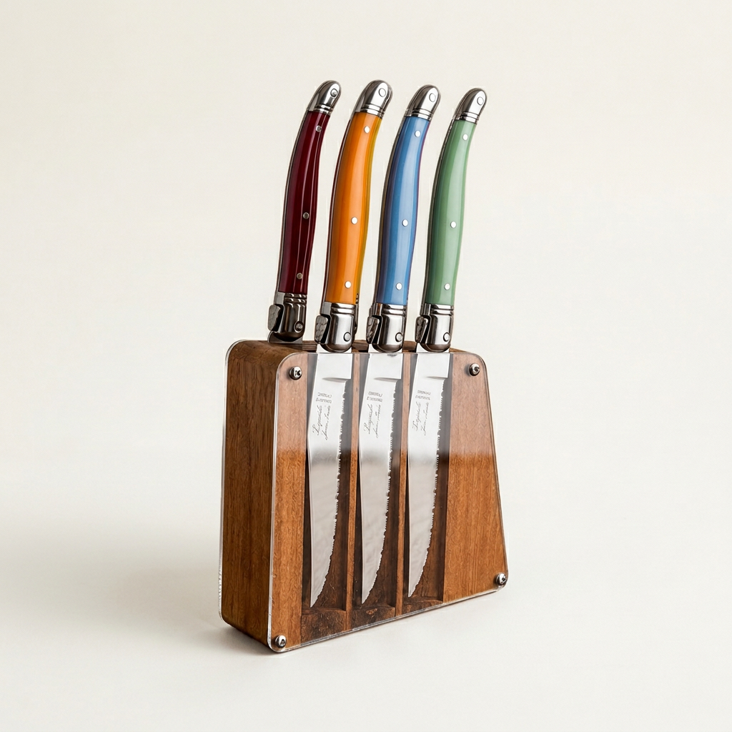 Laguiole 6 Piece Steak Knife Set, in Acrylic Block