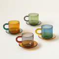 Niko Glass Espresso Cup & Saucer, Set of 4