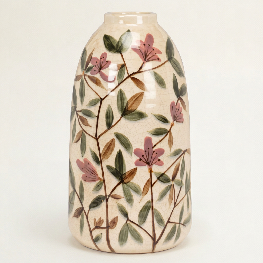 Large Pink Floral Tall Vase