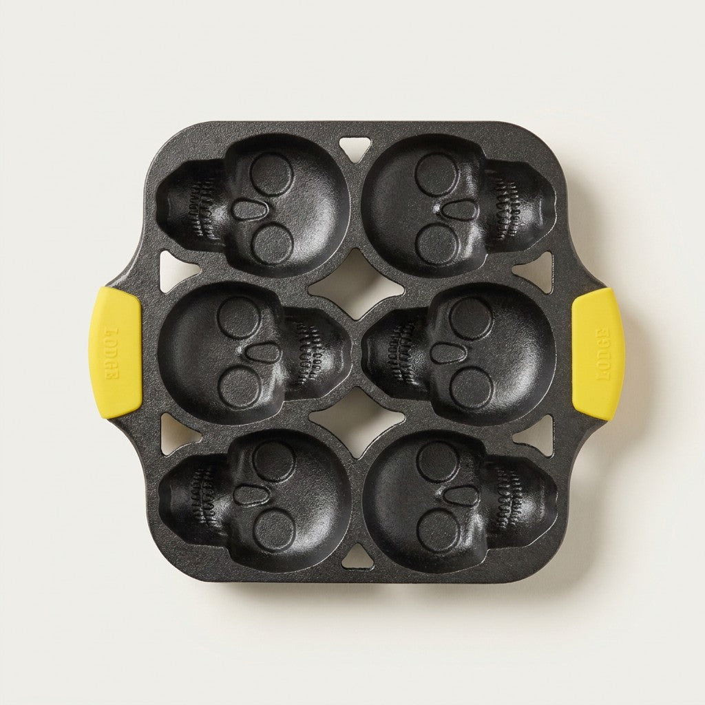 Lodge Mini Skull Cake Pan with Silicone Grips