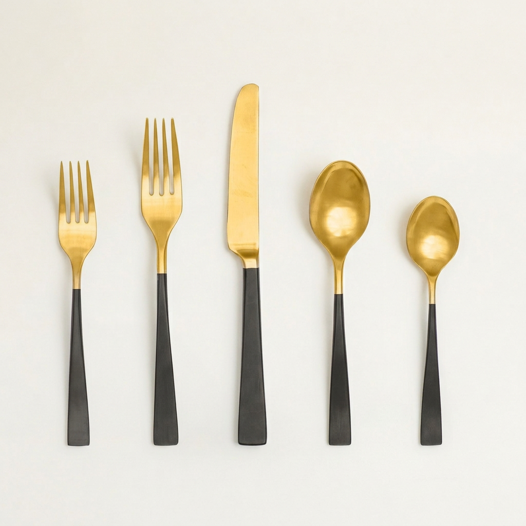 Concerto Black & Gold Flatware Set