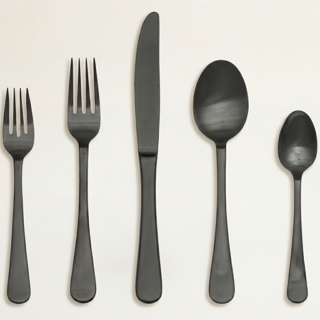 Country Matte Black Flatware Set