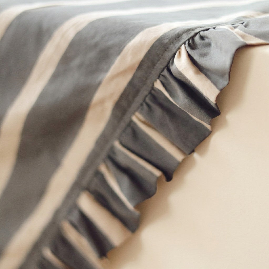 Block Print Stripe Ruffle Tablecloth