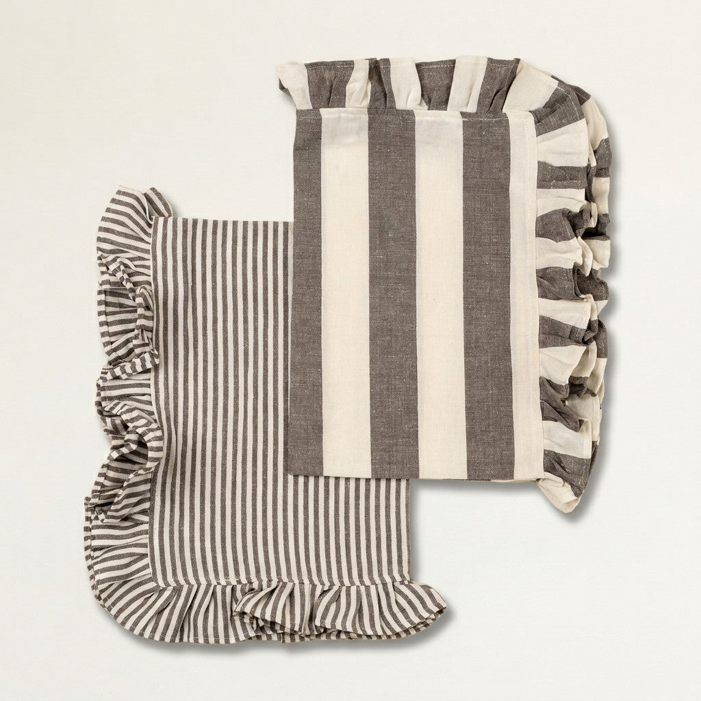 Ruffle Stripe Tea Towels Set of 2