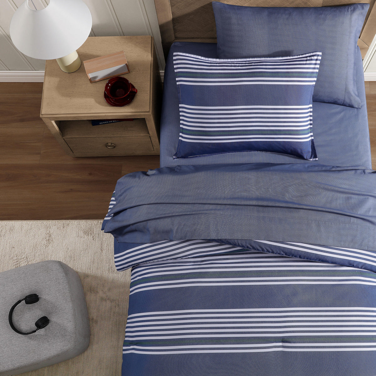 Lido Stripe/Christopher Texture Bed-in-a-bag Set