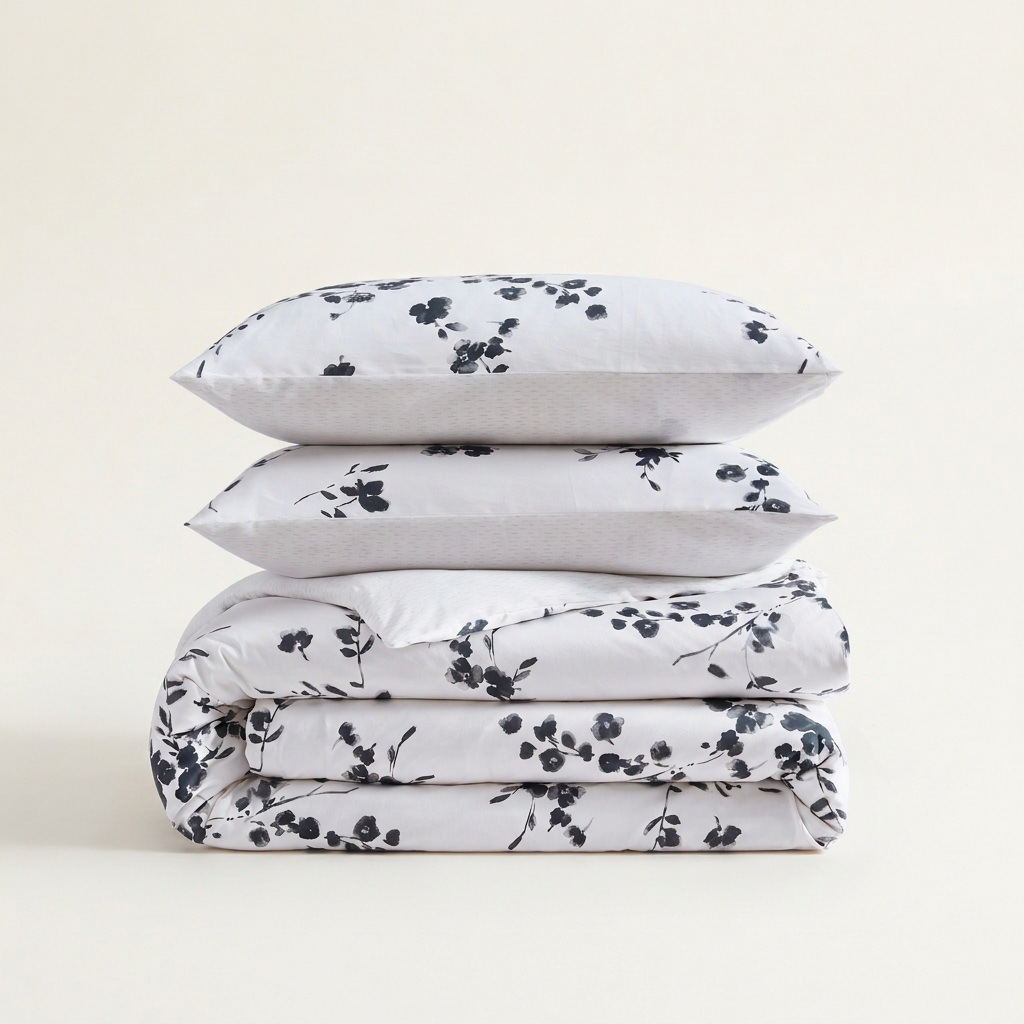 Noir Bouquet/Ikat Line Duvet Set