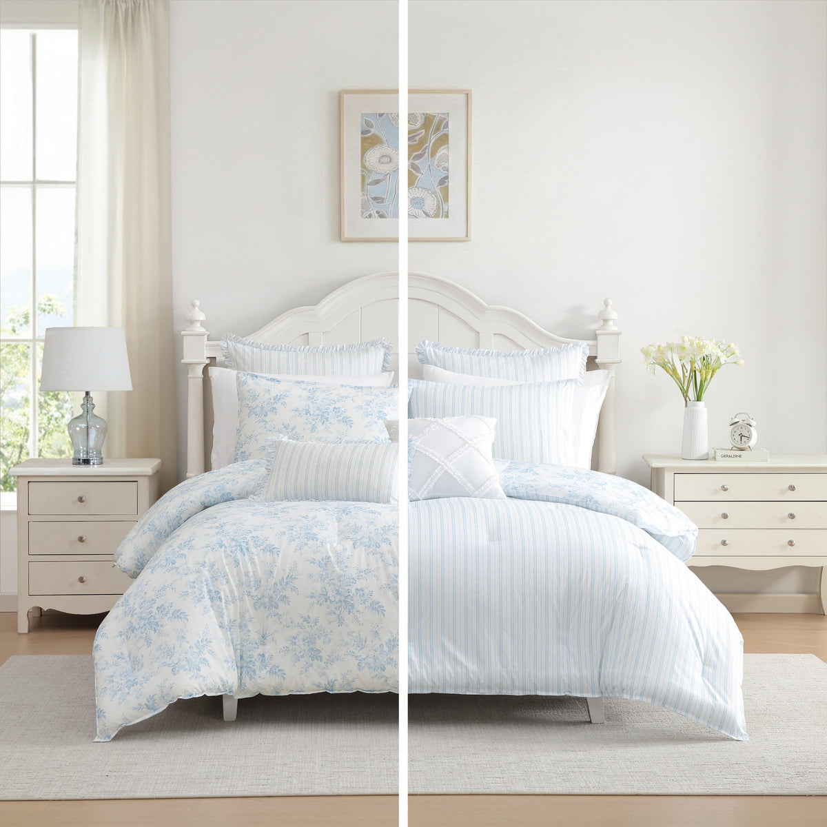 Anlise Floral/Dilly Dally Stripe Comforter Set