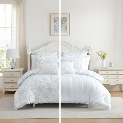 Anlise Floral/Dilly Dally Stripe Comforter Set