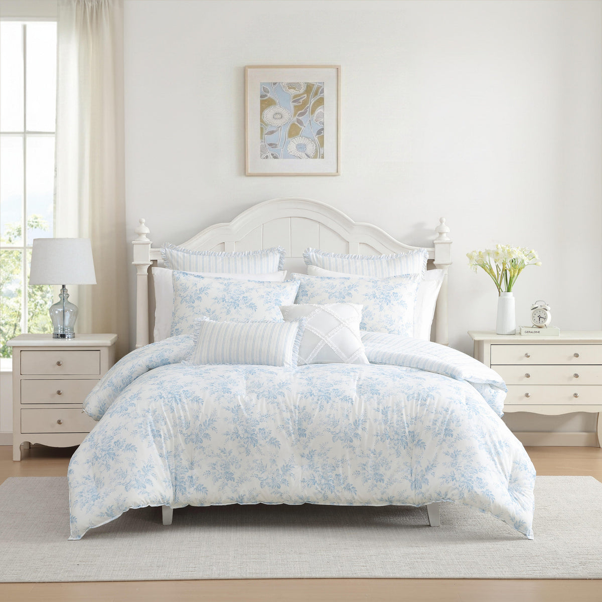 Anlise Floral/Dilly Dally Stripe Comforter Set