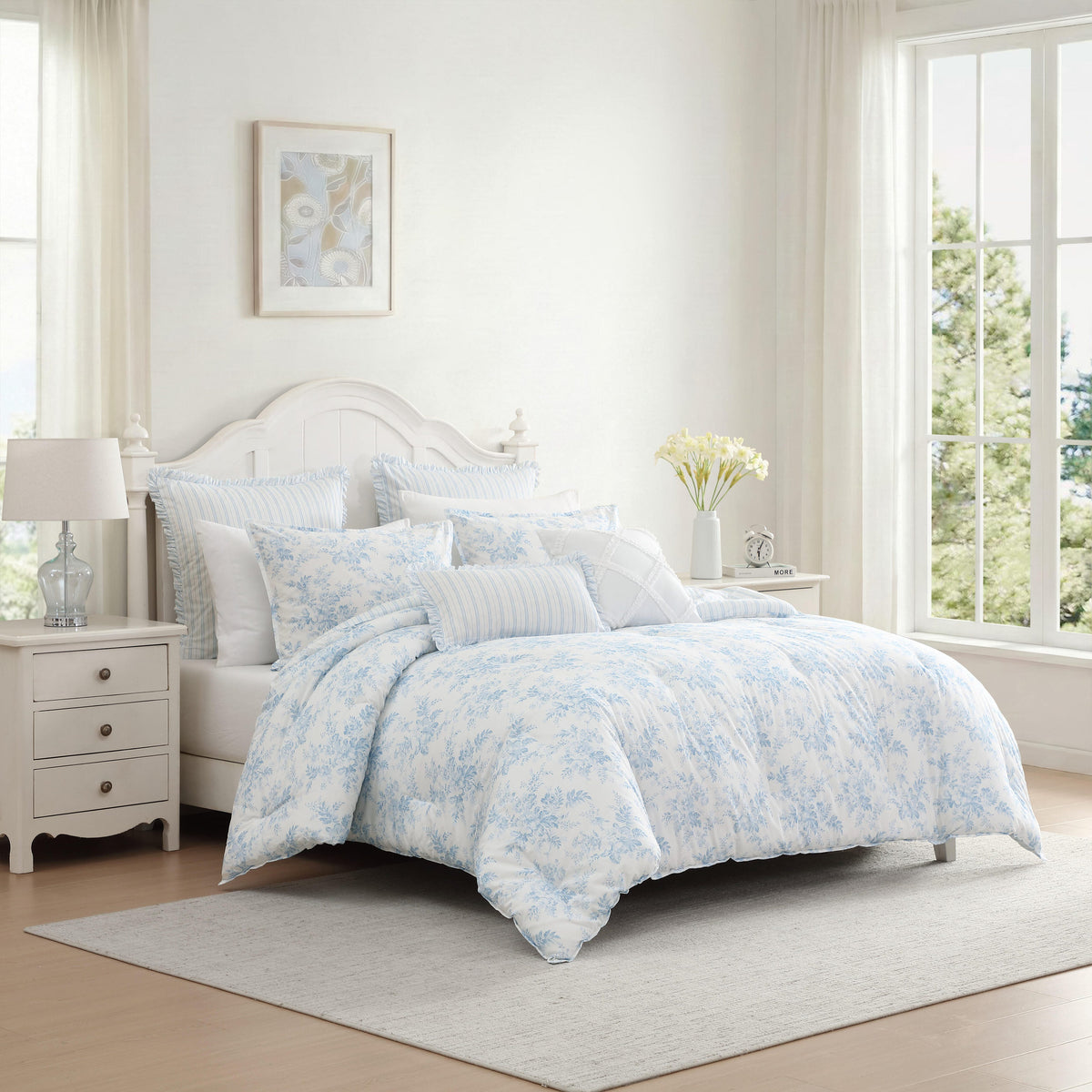 Anlise Floral/Dilly Dally Stripe Comforter Set